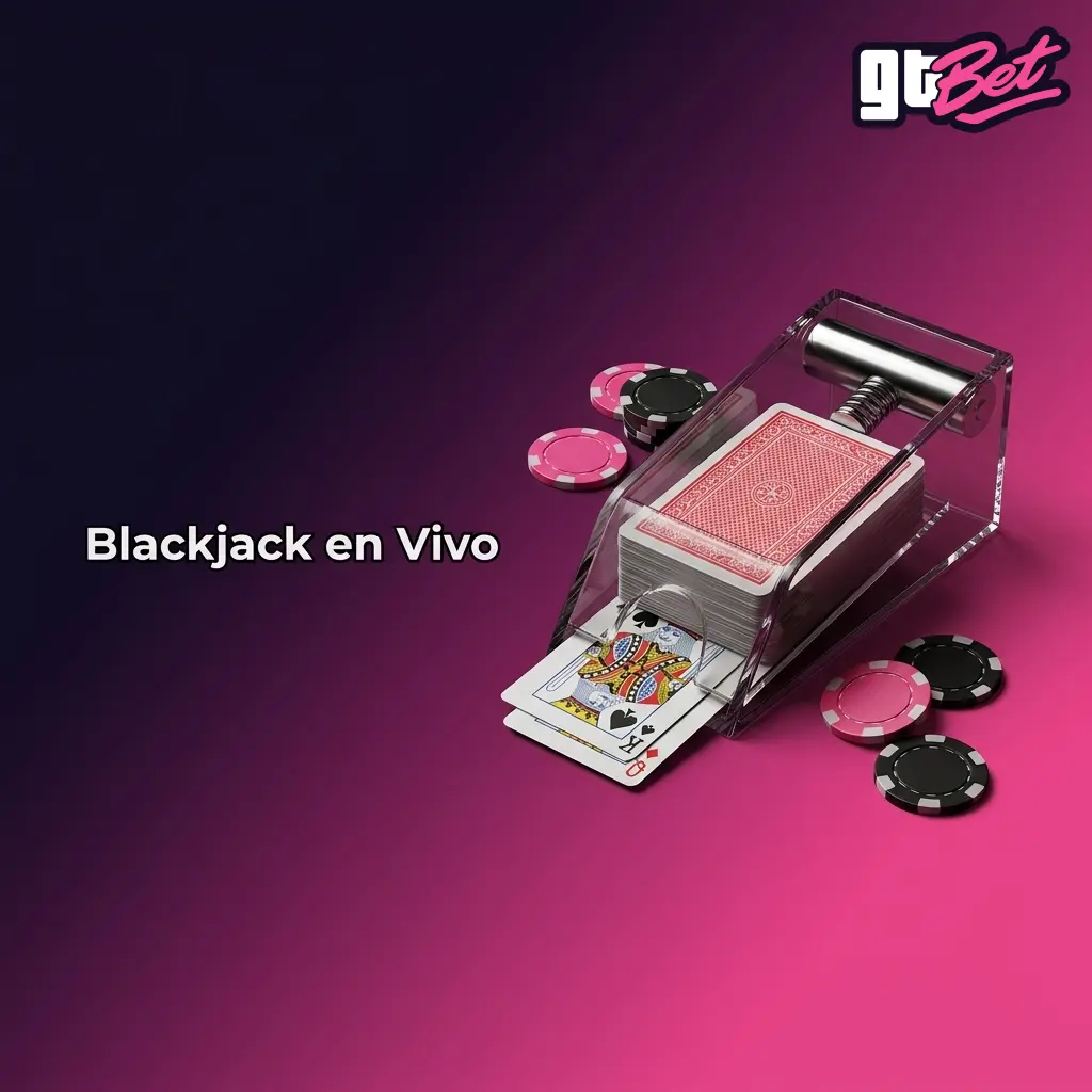 Mesa de blackjack en vivo con crupier real, cartas y jugadores apostando en GTbet