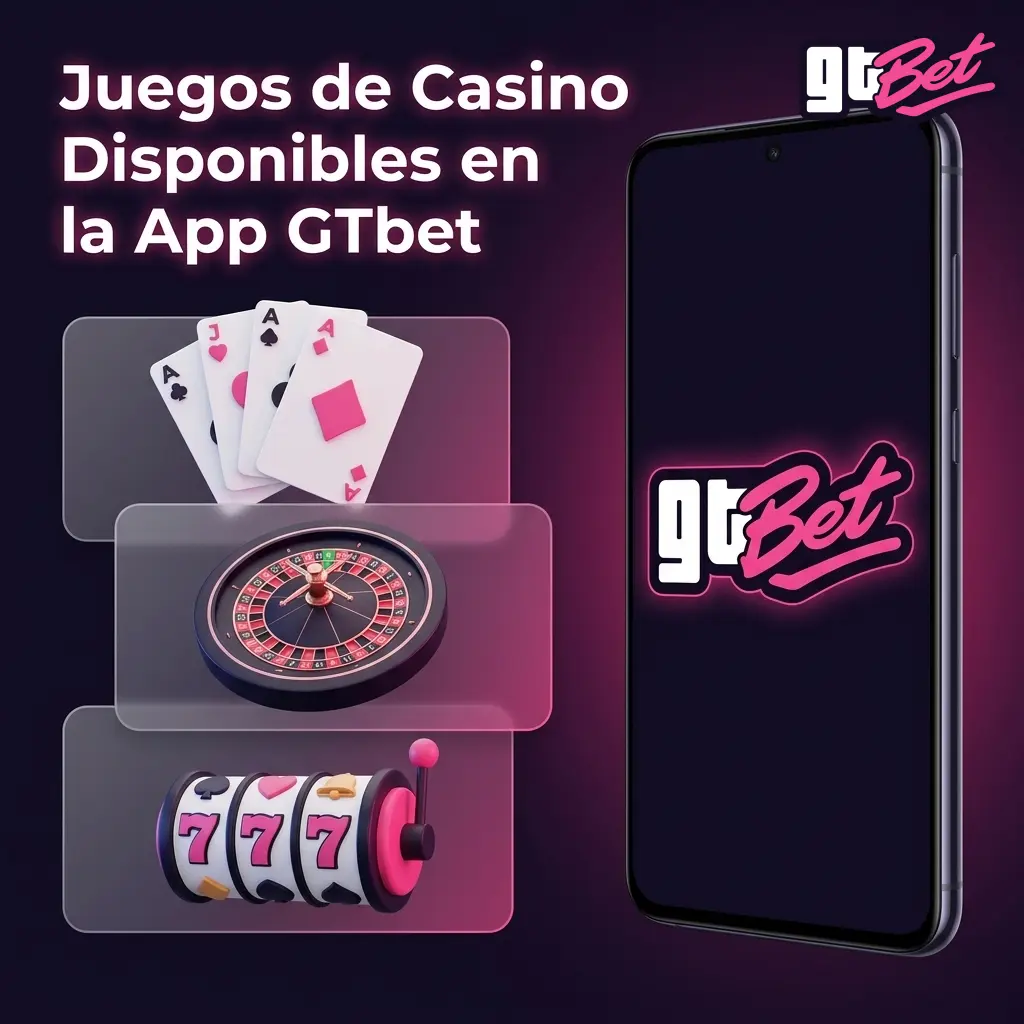 Catálogo de juegos de casino en la app GTbet: tragaperras, mesas en vivo, videopóker, jackpots y crash games.