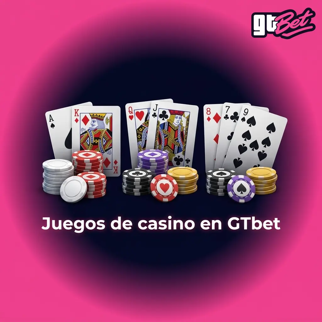 Catálogo de juegos de casino en GTbet: tragaperras, ruleta, blackjack, póker, bacará, casino en vivo y jackpots progresivos.